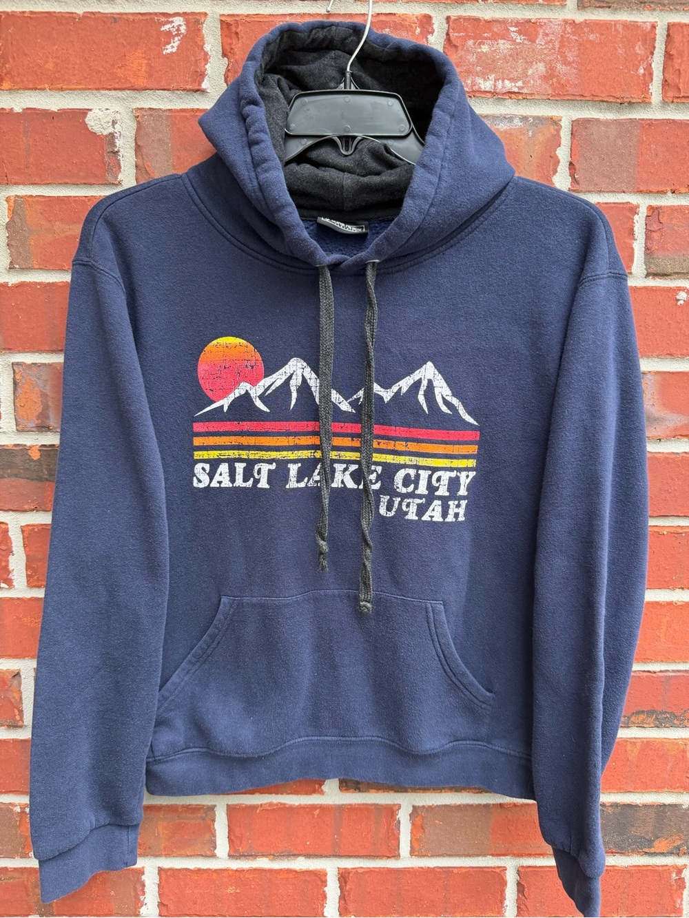 Lone Rock Clothing Salt Lake City Utah Navy Blue Sz Small Graphic Hoodie P4
